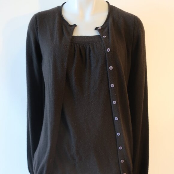 Womens Yigal Azrouel Brown 2Pc Set Cashmere Knit Tank Cardigan Sweater S * - Picture 4 of 16